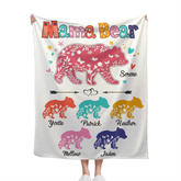 Couverture colorée personnalisée Mama Bear - Meilleur cadeau pour la mère